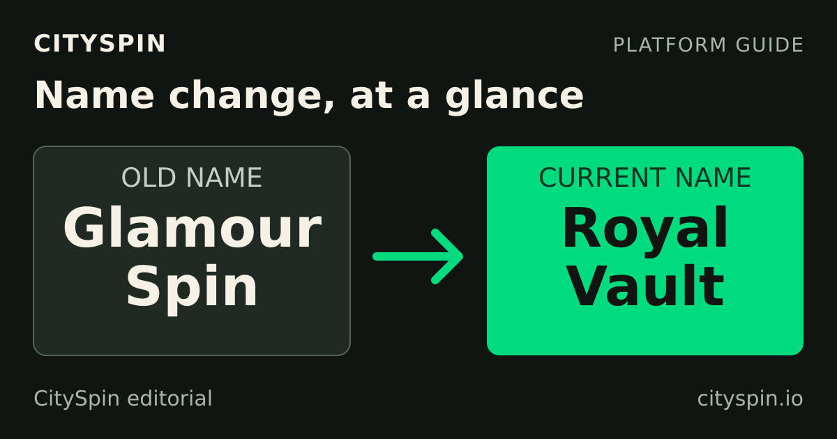 Glamour Spin to Royal Vault platform name change guide